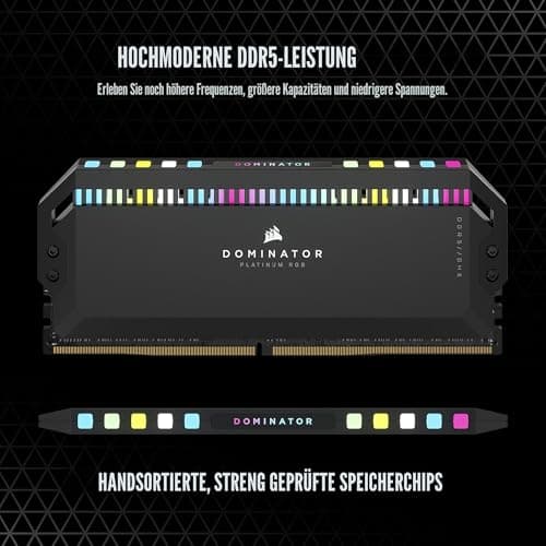 CORSAIR Dominator Platinum RGB DDR5 RAM 64GB (4x16GB) Bis zu 6400MHz CL32-40-40-84 1.40V Intel XMP 3.0 Desktop-Arbeitsspeicher – Schwarz (CMT64GX5M4B6400C32) Bild 6