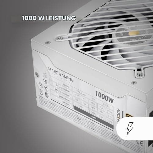 Mars Gaming MPB1000SIM, Vollmodulares ATX 1000W-Netzteil, 7 Jahre Garantie, 80Plus Gold 90%, SI Extreme Silence 140mm-Lüfter, AI2-RPM-Technologien, Japanische Kondensatoren, Weiß MPB1000SIMW Bild 4