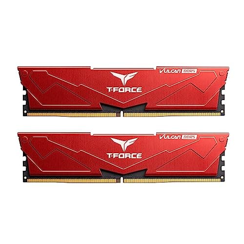 DDR5 32GB KIT 2x16GB PC 6000 Team T-Force Vulcan FLRD532G6000HC30DC01 rot 2x16GB DDR5 6000MHz 30-36-36-76 Rot/Ausflug, einfarbig (Getaway Solids) Bild 2