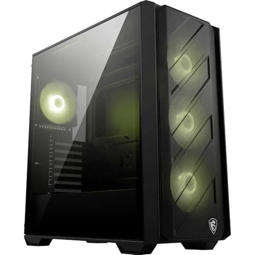 MAG Forge 330R LUFTSTROM – Mid-Tower-PC-Gehäuse – Hervorragende Luftzirkulation, ATX-Kompatibilität, Unterstützung für 360-mm-Radiatoren, Vier vorinstallierte ARGB-Lüfter, Glas-Seitenwand