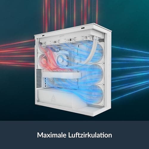 ARCTIC Xtender White (Clear Glass) - PC-Gehäuse, Gehärtetes Panorama-Glas, 2X 420 mm Radiator Support, Full Tower, Big Tower, E-ATX, 5X A-RGB Lüfter vormontiert - Weiß white clear Bild 7