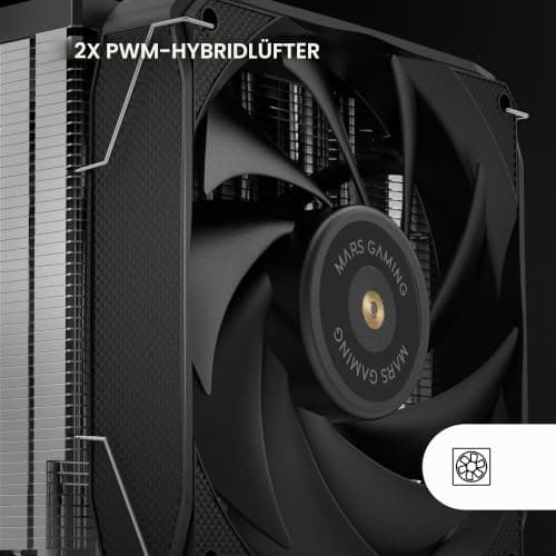 Mars Gaming MCPU-XU9, CPU-Kühler Doppelturm, TDP 400W, 2x Hybridflügel-Lüfter und Hyperbalanciertes Kupfer-FDB-Lager, 9 Heatpipes mit BPH ULTRA Technologie, Universeller Multisocket, Schwarz MCPUXU9 Bild 8