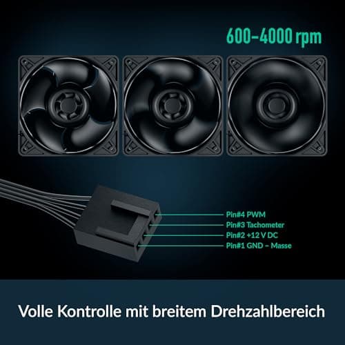 ARCTIC S12038-4K - 120x120x38 mm Server Lüfter, 600-4000 rpm, PWM reguliert, 4-Pin Anschluss, 12 V DC, besonders effizent - Schwarz 1 Stück Bild 5