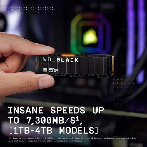 WD_BLACK SN850X NVMe SSD mit Heatsink 1 TB interne SSD (Gaming Speicher, PCIe Gen4-Technologie, Lesen 7.300 MB/s, Schreiben 6.300 MB/s) Schwarz 1 TB Heatsink SN850X Bild 6