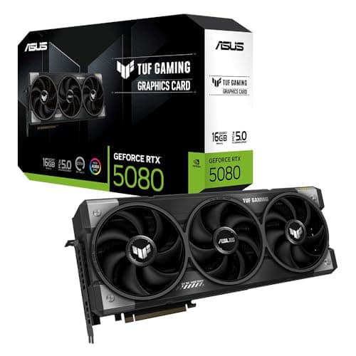 ASUS TUF Gaming GeForce RTX 5080 16GB GDDR7 Gaming Grafikkarte (Nvidia GeForce RTX5080, 3,6 Slot Design, PCIe 5.0, 2X HDMI 2.1b, 3X DisplayPort 2.1a, TUF-RTX5080-16G-GAMING)