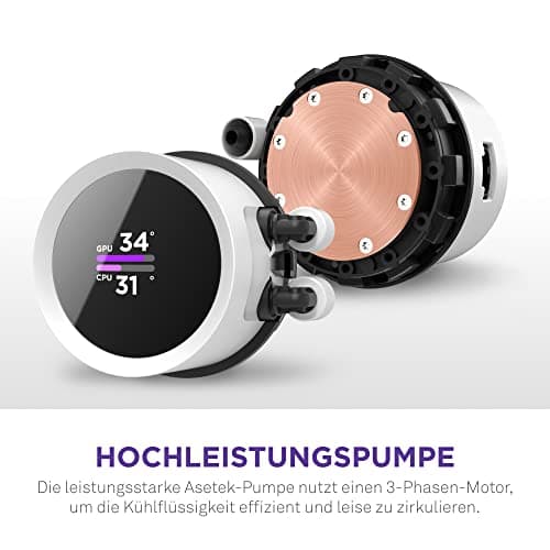 NZXT Kraken Serie – AIO CPU-Flüssigkeitskühler – Anpassbares LCD-Display – Hochleistungs-Lüfter – Kompatibel mit Intel® & AMD® Sockel – 280 RGB – Weiß Bild 8