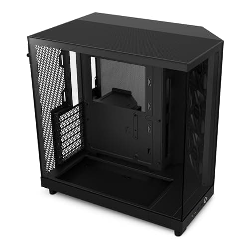 NZXT H6 Flow , CC,H61FB,01 , Kompaktes Mid,Tower Gehäuse mit zwei Kammern , Glaspaneele mit Panoramablick , Hochleistungs,Airflow,Panels , Inklusive 3 x 120 mm , Lüfter , Schwarz