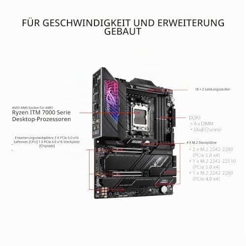 ASUS ROG Strix X670E-E Gaming-Sockel AM5 (LGA 1718) Ryzen 7000 ATX Motherboard (18 + 2 Leistungsstufen, PCIe® 5.0, DDR, 4 x M.2 Steckplätze, USB 3.2 Gen 2x2, WiFi 6E, PCIe Slot Q-Release, M.2 Q-Latch) Bild 4