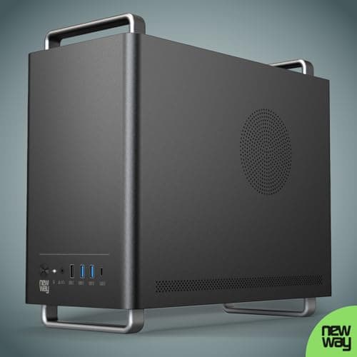 NEWWAY - NC1 Tragbares Mini-Tower-PC-Gehäuse - Kompatibel mit Mini-ITX, ITX, Micro-ATX - Typ C USB - 1 x Lüfter inklusive 9MM 3 PIN Molex - Metallgitterwand (Schwarz) Bild 6