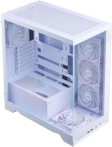 XPG by ADATA - Invader X BTF MID-Tower Chassis, 5 ARGB-Lüfter im Lieferumfang enthalten, kein Riser-Kabel, weiße Farbe, unterstützt BTF-Motherboard - INVADERXBTFMT-WHCWW