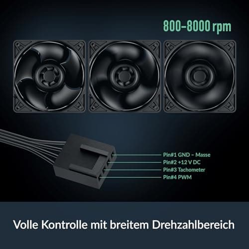 ARCTIC S12038-8K (3 Stück) - 120x120x38 mm Server Lüfter, 800-8000 rpm, PWM reguliert, 4-Pin Anschluss, 12 V DC, besonders effizent - Schwarz Bild 6