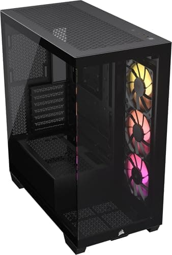 CORSAIR 3500X ARGB Mid-Tower ATX PC-Gehäuse - Gehärtetes Panorama-Glas - Umgekehrte Verbindung Motherboard-Kompatibel - 3x CORSAIR RS120 ARGB-Lüfter Enthalten - Schwarz ARGB Schwarz Bild 2