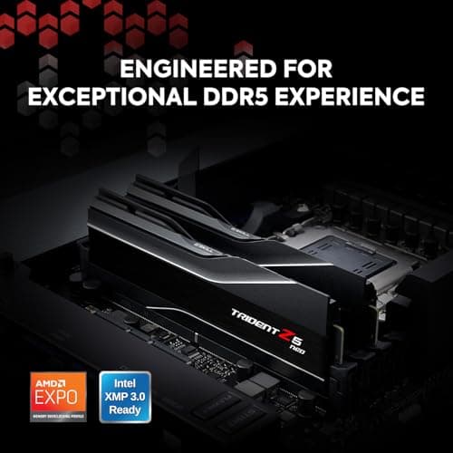 G.Skill Trident Z5 NEO Series (AMD Expo) 32 GB (2 x 16 GB) 288-Pin SDRAM DDR5 6000 CL36-36-96 1,35 V Dual Channel Desktop Memory F5-6000J3636F16GX2-TZ5N Mattschwarz Bild 4