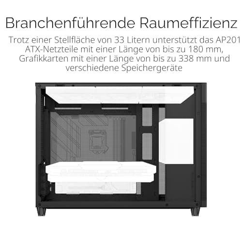 ASUS Prime AP201 MicroATX Gehäuse schwarz (33 Liter, unterstützt 280- & 360-mm-Kühler, Grafikkarten bis 338 mm Länge und Standard-ATX-Netzteile) Bild 4
