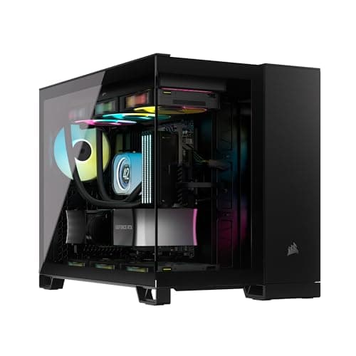 CORSAIR iCUE Link 2500X RGB gehärtetes Glas mATX Mid-Tower Dual Chamber PC Gehäuse - 2X CORSAIR RX120 RGB Lüfter im Lieferumfang enthalten - Breite Kühlflexibilität - Reverse Connection Motherboard iCUE LINK RGB 2500X Schwarz Bild 2