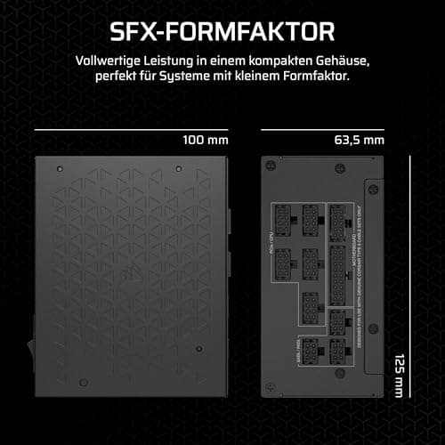 CORSAIR SF850 (2024) Vollständig Modulares Geräuscharmes 80 PLUS Platinum ATX-Netzteil – ATX 3.1-Kompatibel – PCIe 5.1-Fähig – SFX-to-ATX-Halterung im Lieferumfang Enthalten – Schwarz 850 Watt Bild 8