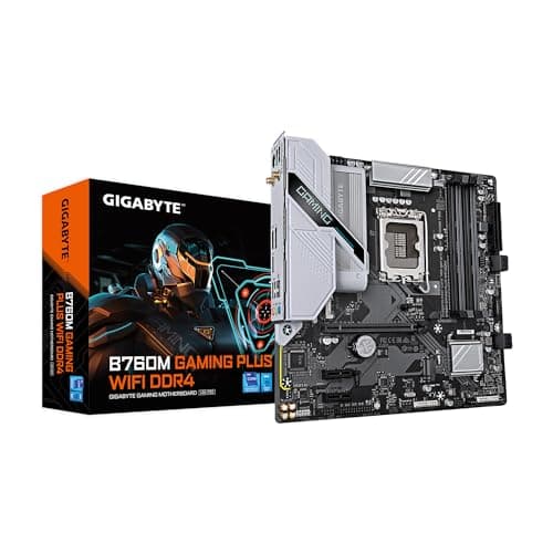 GIGABYTE B760M Gaming Plus WiFi DDR4 LGA 1700 Intel B760 M-ATX Motherboard mit DDR4, 2* M.2, PCIe 4.0, Front USB 3.2 Gen 1 Type-C, WiFi 6 GbE LAN, Q-Flash Plus, PCIe EZ-Latch