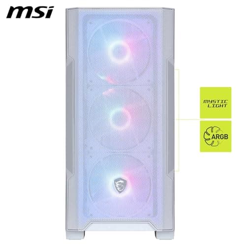 MSI MAG PANO M110R White - Mini-Tower-Gaming-PC-Gehäuse - Unterstützt GPUs mit Einer Länge von bis zu 410 mm, herausnehmbare Staubfilter, USB 20Gbps (Typ-C), Unterstützung für ATX- und mATX Bild 4