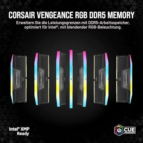 Corsair Vengeance RGB DDR5 RAM 64GB (4x16GB) 6600MHz CL32 Intel XMP iCUE Kompatibel Computer Speicher - Schwarz (CMH64GX5M4B6600C32) Bild 4