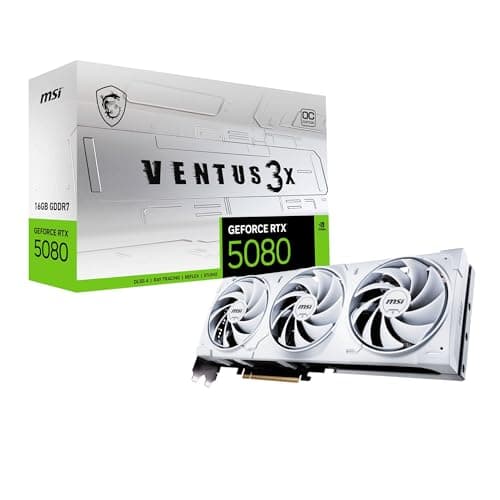 MSI GeForce RTX 5080 16G Ventus 3X OC White — 16GB GDDR7 (30Gbps/256-bit), PCIe 5, Boost: 2640 MHz, HDMI 2.1b, DisplayPort 2.1b
