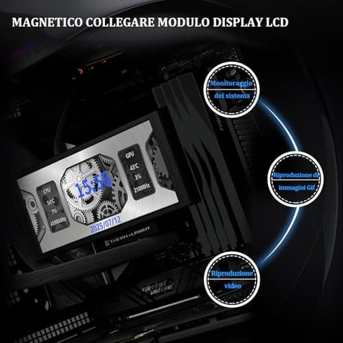 TR-Trofeo Vision 360 ARGB Schwarz CPU Aio Kühler, CPU Wasserkühlungssystem, 6,86 Zoll langer IPS-Bildschirm mit 1280x480 Auflösung, für AM4 / AM5, LGA1851 / 1700, BLACK Bild 8