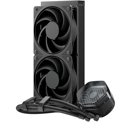 Cooler Master MasterLiquid 240 Atmos Stealth CPU-Wasserkühler – AIO-Wasserkühlsystem (TDP 280 W), Doppelkammerpumpe, vorinstallierte Schwarze Mobius 120-Lüfter, LGA1851/1700- und AM5/AM4-Halterungen Atmos Stealth 240 Bild 2