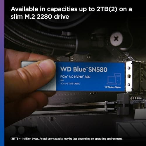 WD Blue SN580 NVMe SSD 2 TB (PCIe Gen4 x4, bis zu 4.150 MB/s Lesen, M.2 2280, nCache 4.0-Technologie) Blau Bild 6