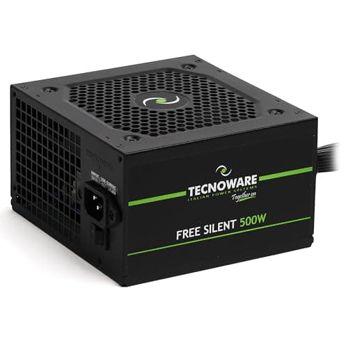 Tecnoware Power Systems - ATX-Netzteil 500, Ultrasilent 12 cm Lüfter, Überspannungsschutz, 2x SATA, 1x 24-polig, 1x 12V 4+4-polig, 2x Molex, schwarz, Größe 500 | Kompatibel mit ATX 12V v.2.01 500W ATX PCI-E Bild 2