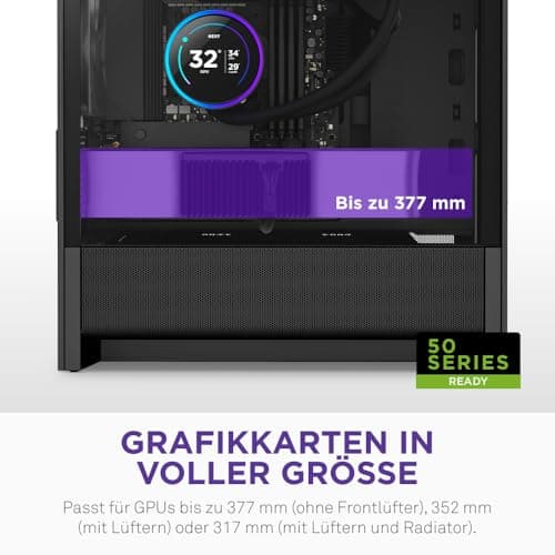 NZXT H3 Flow – Micro-ATX PC-Gehäuse nur für mATX & Mini-ITX Mainboards – Optimierter Luftstrom – Inklusive 1 x 120mm Lüfter hinten – Unterstützt Full-Size-GPUs – Schwarz Schwarz Flow Bild 8