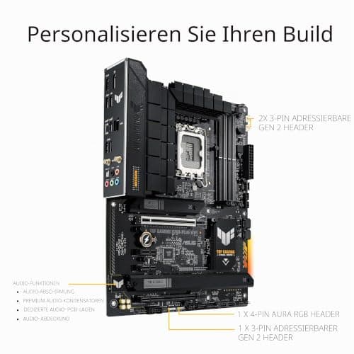 ASUS TUF GAMING B760-PLUS WIFI Motherboard ATX LGA1700-Sockel B760 Chipsatz USB 3.2 Gen 1 2 USB-C Gen2 2x2 2.5 Gigabit LAN Wi-Fi 6 Bluetooth Onboard-Grafik CPU erforderlich HD Audio 8-Kanal Bild 8