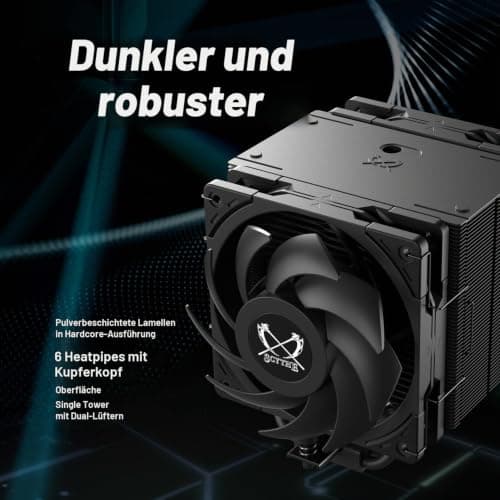 Scythe Mugen 6 CPU Air Cooler, Intel LGA1700, LGA1151, AMD AM5/AM4/Ryzen 120mm, Singel Tower, Aluminium Top Cover Mugen 6 Dual Fan Black Edition Bild 4