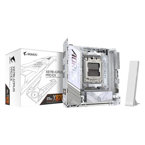 GIGABYTE X870I AORUS PRO Ice Mainboard - Unterstützt AMD Ryzen 9000er-Serie CPUs, 8+2+1 Phasen VRM, bis zu 8400 MHz DDR5 (OC), 1xPCIe 5.0 M.2 + 1xPCIe 4.0 M.2, WI-FI 7, 2,5 GbE LAN, USB 4