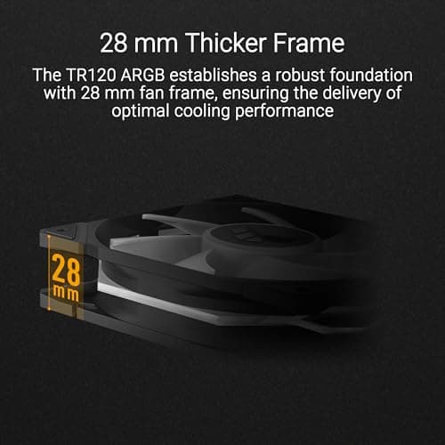 ASUS TUF Gaming TR120 ARGB Standard Blade Black 3IN1 Gehäuselüfter 3er Pack (120mm PWM PC Lüfter, 2000 RPM, 3,3 mm H2O, 77,4 CFM Luftstrom, 16 einzeln adressierbare RGB-LEDs, schwarz) Bild 4