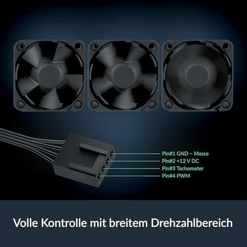 ARCTIC S4028-15K (5 Stück) - 40x40x28 mm Server Lüfter mit Doppelkugellager, 1400-15000 rpm, PWM reguliert, 4-Pin Anschluss, 12 V DC - Schwarz Bild 6