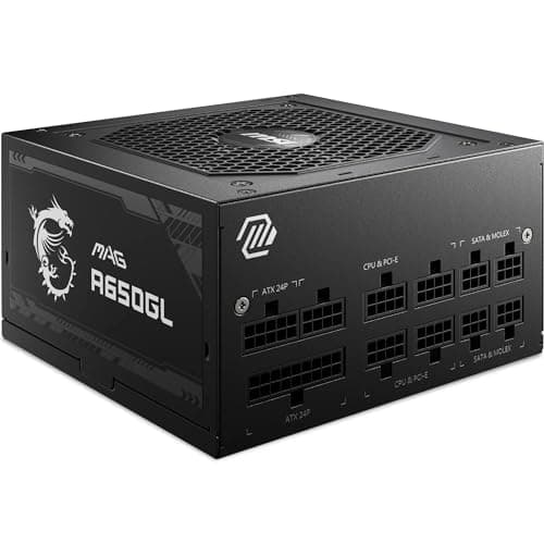MSI MAG A650GL Netzteil, 650W, 80 Plus Gold, vollmodular, 120mm FDB Lüfter mit dynamischen Kugellager, Full-Bridge LLC, Schwarze Flachkabel - 7 Jahre Garantie