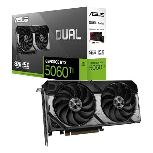 ASUS Dual GeForce RTX 5060 Ti 8GB GDDR7 Gaming Grafikkarte (Nvidia GeForce RTX5060Ti DLSS 4, 2,5-Slot Design, PCIe 5.0, 3X DisplayPort 2.1b, 1x HDMI 2.1b, DUAL-RTX5060TI-8G)