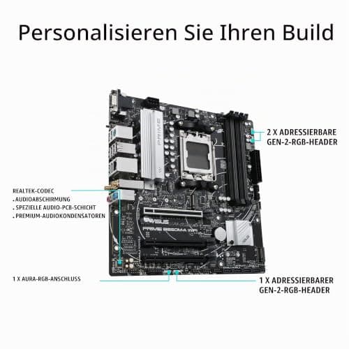 ASUS Prime B650M-A WIFI Gaming Mainboard Sockel AMD AM5 (Ryzen 7000, micro-ATX, DDR5 Speicher, PCIe 5.0, WiFi 6, BIOS Flashback, USB 3.2 Gen 2, Aura Sync) Bild 8