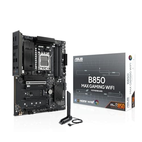 ASUS B850 MAX Gaming WiFi AMD B850 ATX-Mainboard (DDR5, PCIe 5.0-fähig, 3X M.2-Steckplätze, Wi-Fi 6E, Realtek 2,5Gb-Ethernet, DisplayPort, HDMI, USB 10Gbit/s Typ-A & Typ-C, BIOS Flashback, Aura Sync)