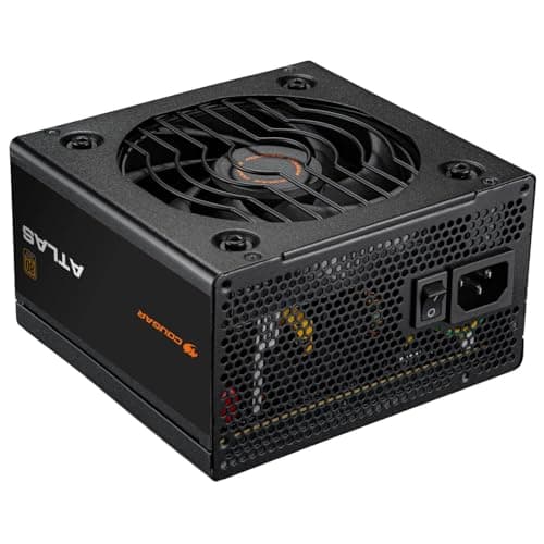 Cougar Atlas 550 W ATX-Netzteil, 80 Plus Bronze zertifiziertes Netzteil, Nicht modular, 550 W Gesamtausgang, Ultra-langlebige japanische Standby-Kondensatoren mit 105 °, 120 mm leiser Lüfter, Schwarz