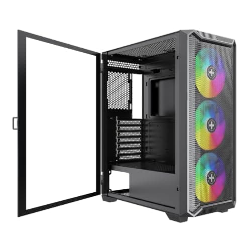 Xilence X613 XILENT BLADE II Gaming PC Gehäuse, 3x 120mm ARGB Lüfter, ATX Midi Tower Case, Mesh Front Panel für guten Airflow und PWM/ARGB Control Board, schraubenloses Glas Side Panel schwarz Midi Tower, mid 1 Bild 7