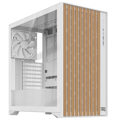 NEWWAY - NW1 PC-Gehäuse aus Holz - Mittlere Tower kompatibel mit ATX/Micro-ATX/ITX – Typ C USB – Lüfter inklusive 3 x 140 mm PWM – Seitenpanel aus gehärtetem Glas (weiß) Bild 2