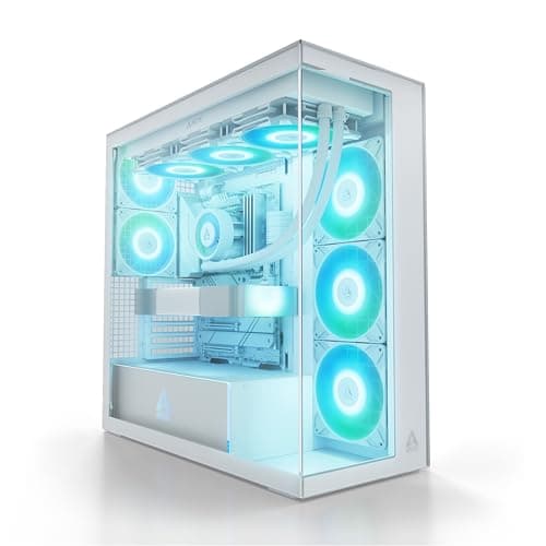 ARCTIC Xtender White (Clear Glass) - PC-Gehäuse, Gehärtetes Panorama-Glas, 2X 420 mm Radiator Support, Full Tower, Big Tower, E-ATX, 5X A-RGB Lüfter vormontiert - Weiß white clear Bild 3