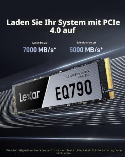 Lexar EQ790 SSD 1TB, NVMe M.2 2280 PCIe Gen4x4 Interne SSD, bis zu 7.000MB/s Lesen & 5.000MB/s Schreiben, Hochgeschwindigkeitsspeicher Kompatibel mit PS5, Desktop und Laptop Bild 4