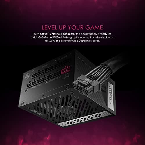 MSI MPG A850G PCIE5 Netzteil, EU Stecker - 850W, 80 Plus Gold Zertifiziert, vollmodularer ATX 3.0, unterstützt PCIe 5.0 GPU, japanische 105°C Kondensatoren, 0% RPM Modus, Flachkabel 850W PCIE5 Bild 8