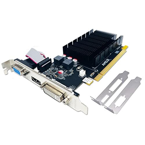 QTHREE Radeon HD 5450 Grafikkarte, 2 GB, GDDR3, 64 Bit, DVI HDMI VGA, Low Profile, PCI Express x16, Grafikkarte für PC, GPU, DirectX 11, unterstützt 2 Monitore Bild 2