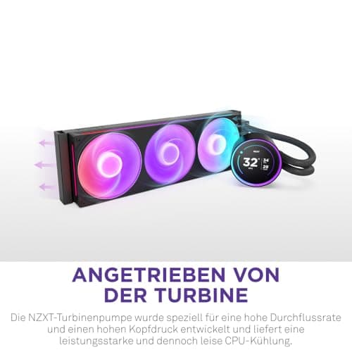 NZXT Kraken Serie – AIO CPU-Flüssigkeitskühler – Anpassbares LCD-Display – Hochleistungs-Lüfter – Kompatibel mit Intel® & AMD® Sockel – Elite 360 RGB – Schwarz Kraken Elite RGB 2024 360mm Schwarz Bild 4