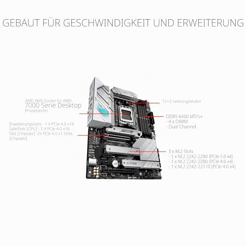 ASUS ROG Strix B650-A Gaming WiFi 6E AM5 (LGA1718) Ryzen 7000 Motherboard (12 + 2 Leistungsstufen, DDR5, 3 x M.2 Steckplätze, PCIe® 4.0, 2.5G LAN, WiFi 6E, USB 3.2 Gen 2x2 Type-C® Port) ATX ROG B650-A|White|DDR5|WiFi 6E Bild 4