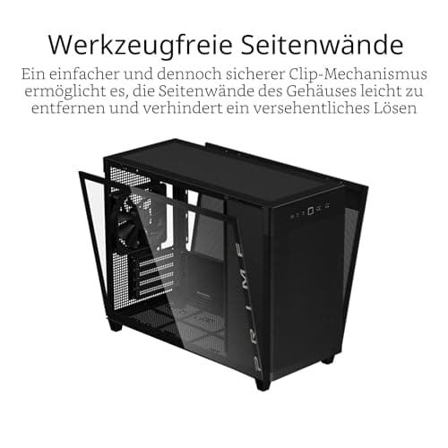 ASUS Prime AP201 MicroATX Gehäuse schwarz (33 Liter, unterstützt 280- & 360-mm-Kühler, Grafikkarten bis 338 mm Länge und Standard-ATX-Netzteile) Bild 8