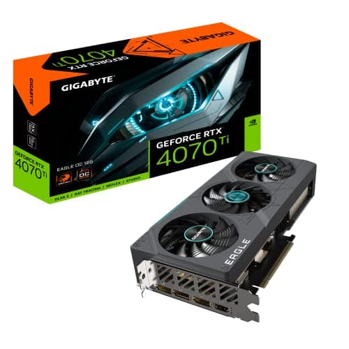 GIGABYTE GeForce RTX 4070 TI EAGLE OC 12GB Graphics Card - 12GB DDRX6 21Gbps 192bit, PCI-E 4.0, 3 x DisplayPort 1.4, HDMI 2.1a, NVIDIA DLSS 3, Supports 4K, Ada Lovelace Arch, GV-N407TEAGLE OC-12GD