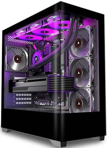 KEDIERS PC Gehäuse Vorinstallierter 4 × 120MM Schwarz Lüfter, ATX Mid Tower PC Gehäuse, Computergehäuse mit Panoramaaussicht Gehärtetes Glas Front Panel,Schwarz，P4 Bild 2